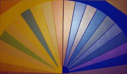 Варианты окрашивания перламутром на желтой и синей поверхностях